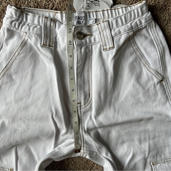 Princess Polly Utility Cargo Recycled Cotton Blend Denim White Jeans NWT Size 6 - Picture 12 of 15